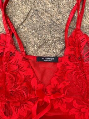 Ababoon Red Lace Lingerie Slip
